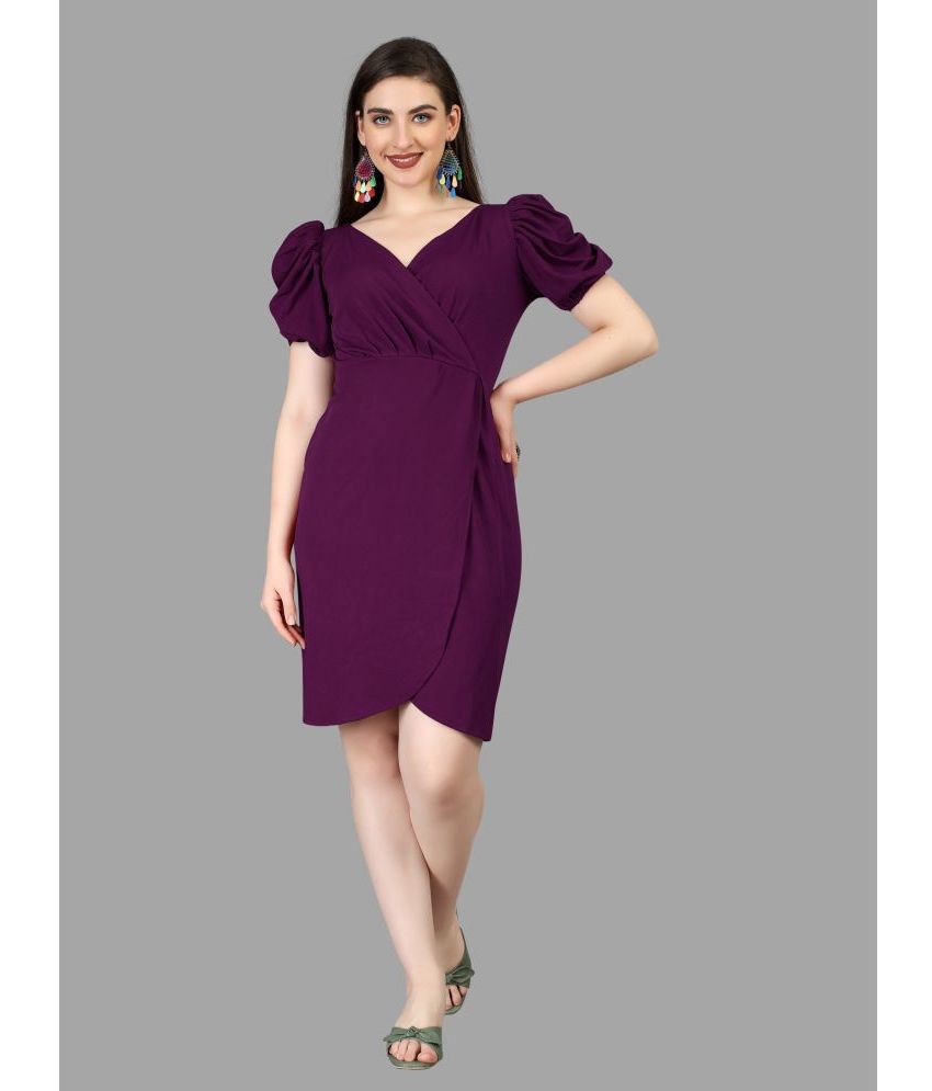     			Aika Polyester Solid Above Knee Women's Bodycon Dress - Wine ( Pack of 1 )