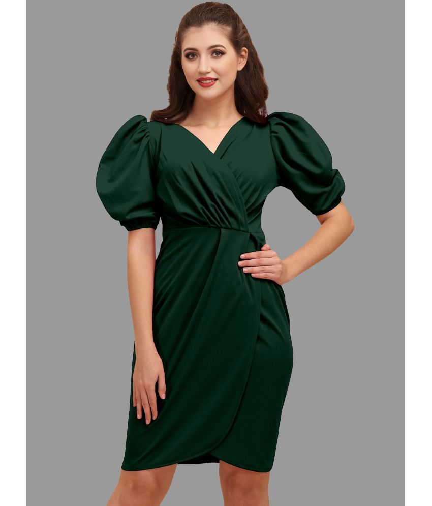     			Apnisha Polyester Solid Above Knee Women's Bodycon Dress - Green ( Pack of 1 )