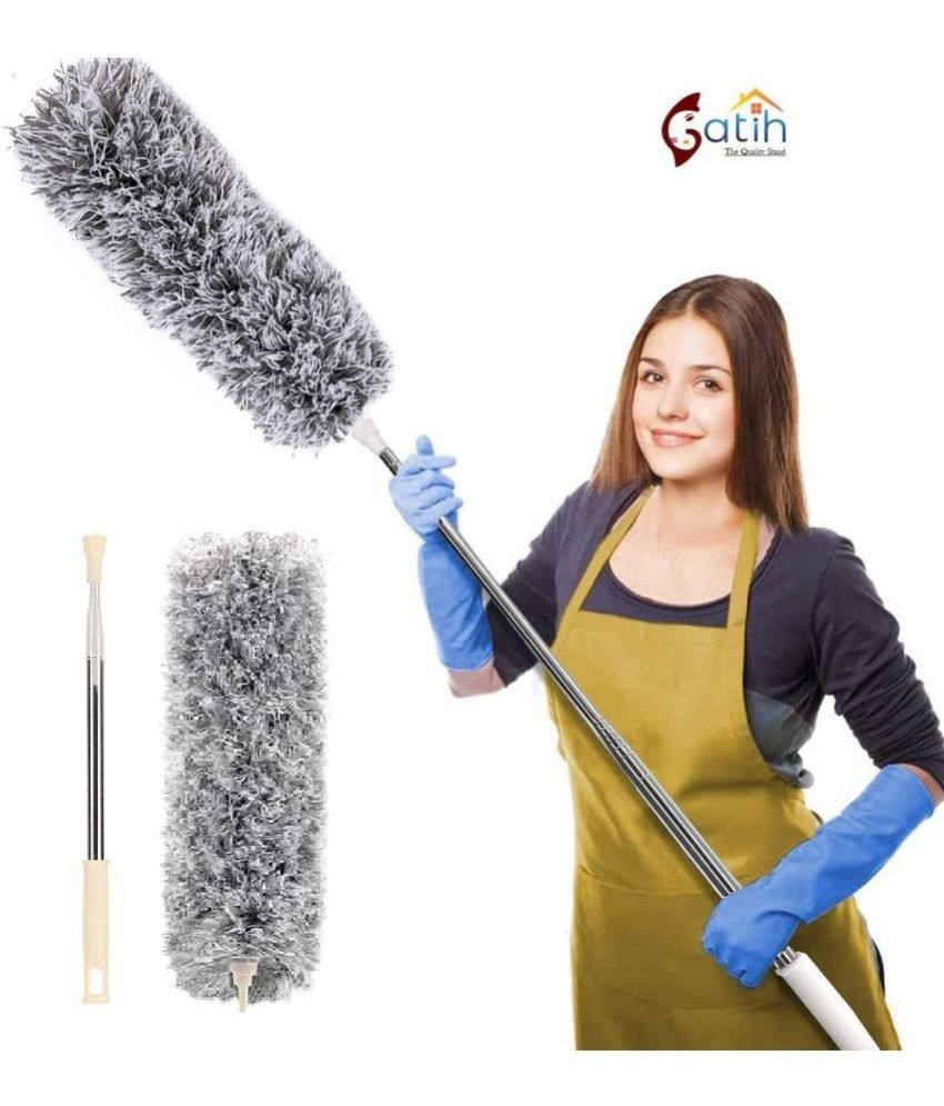     			Gatih Microfiber Fan Cleaning Duster All Purpose Cleaner Sponge Feather Duster Bendable & 100 Inch Extendable Rod 1 no.s