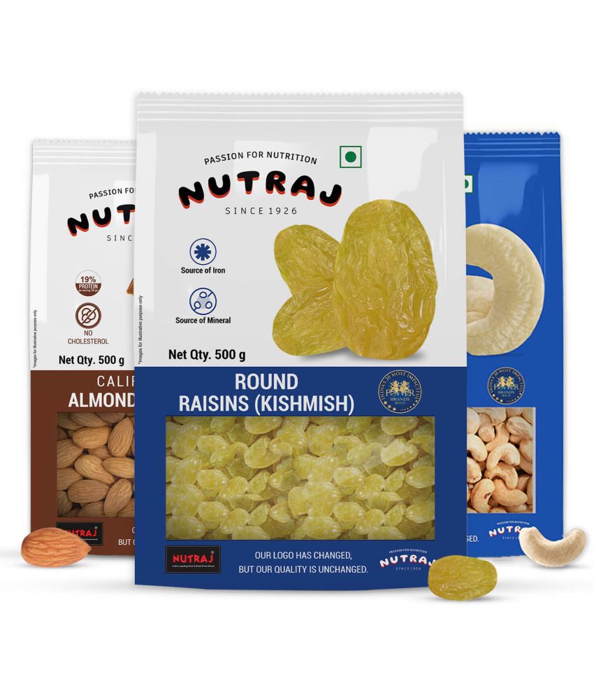     			Nutraj Dry Fruit Combo Pack California Almonds 500g, Cashew 500g, Round Raisins 500g