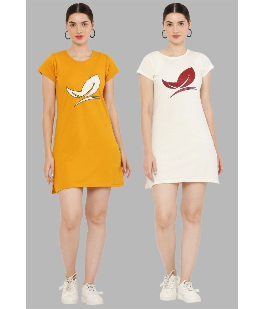     			PREEGO - Multicolor Cotton Blend Women's Nightwear Night T-Shirt ( Pack of 2 )