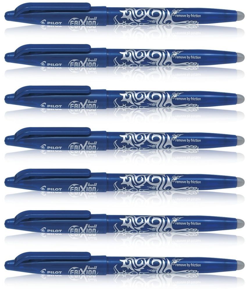     			Pilot Frixion Clicker Retractable Erasable Ball Pen with Erase and rewrite repeatedly, Rubberized Grip (Pack of 7, Blue) - Pack of 7