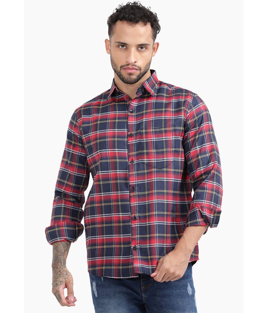     			TrendiVastra Cotton Blend Slim Fit Checks Full Sleeves Men's Casual Shirt - Red ( Pack of 1 )