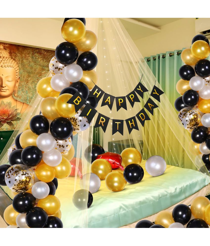     			Zyozi Cabana Tent Birthday Decorations Set | Tent Birthday Decorations Combo, Cabana Tent for Birthday Decoration- Birthday Banner, Balloons, Confetti Balloons, Rice Light, Glue Dot (Pack Of 37)
