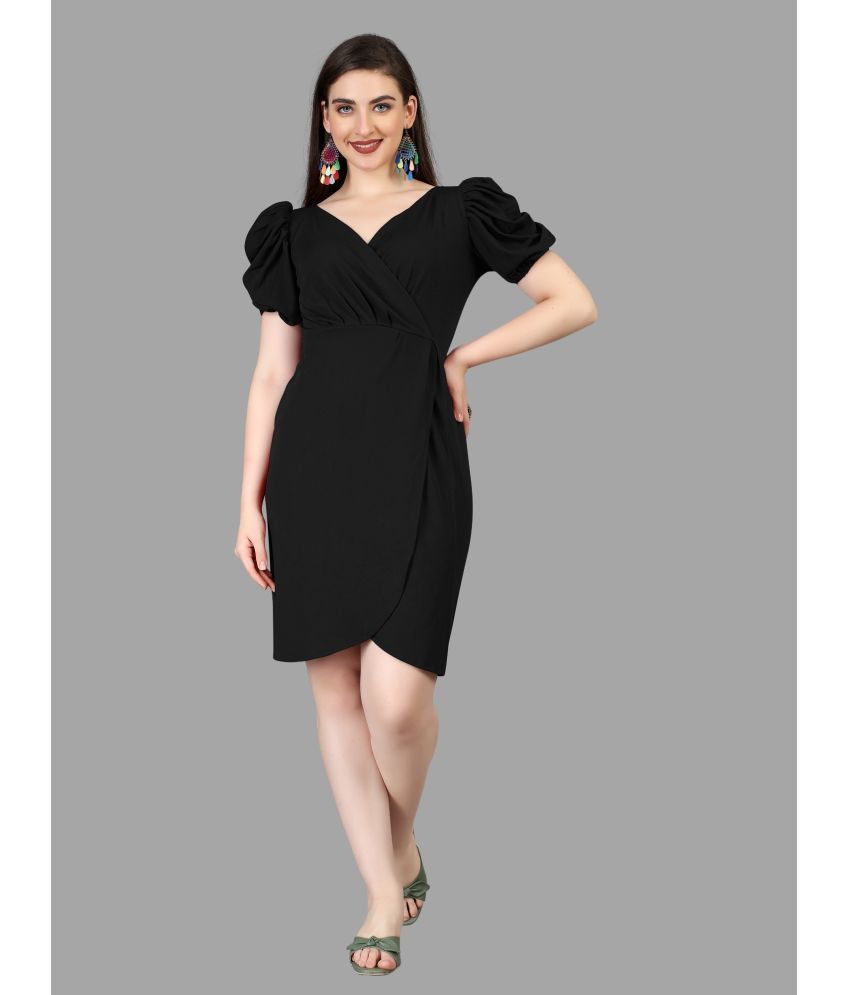     			Apnisha Polyester Solid Above Knee Women's Bodycon Dress - Black ( Pack of 1 )