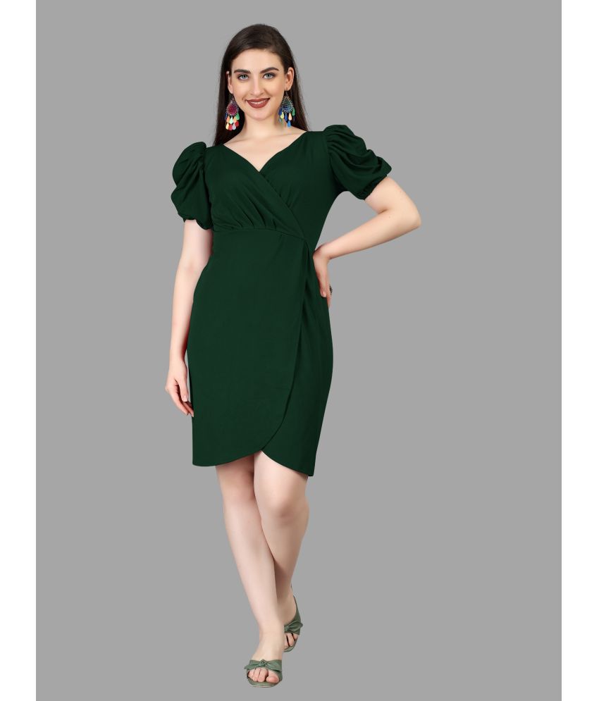     			Apnisha Polyester Solid Above Knee Women's Bodycon Dress - Green ( Pack of 1 )