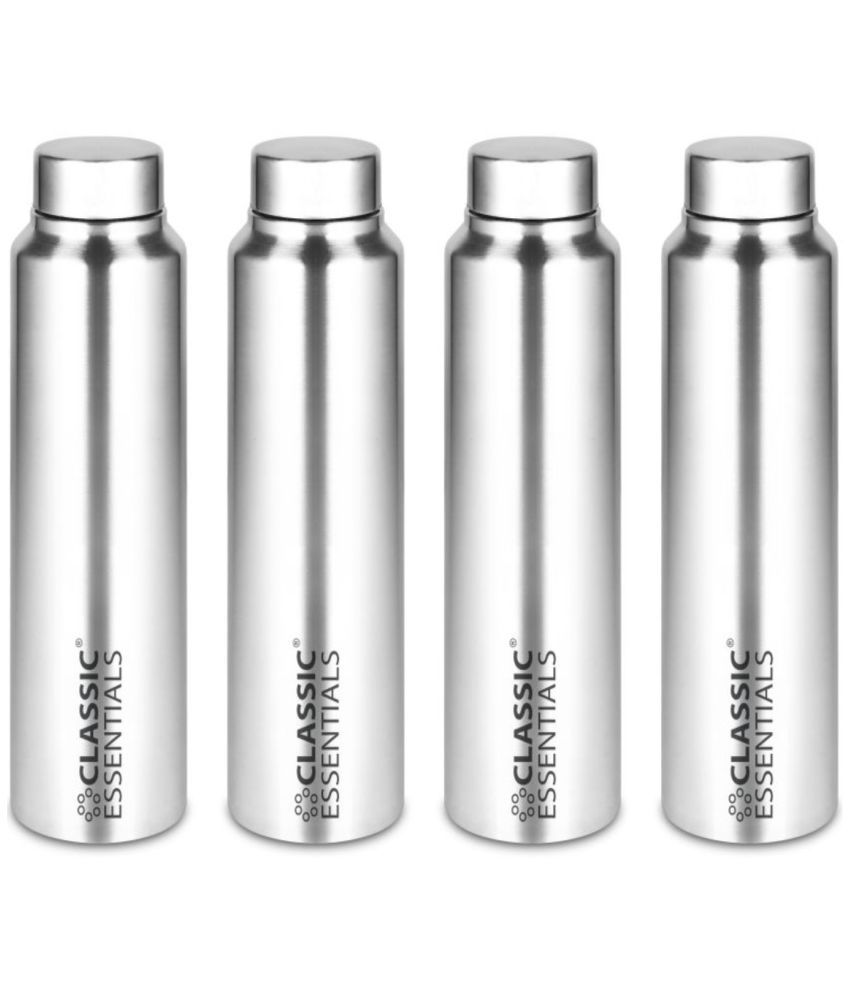     			Classic Essentials Hydrate Water bottle Silver Water Bottle 1000 mL ( Set of 4 )