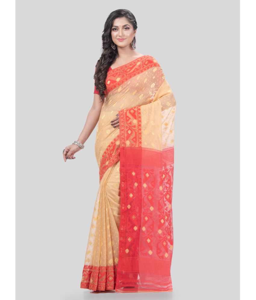     			Desh Bidesh Cotton Self Design Saree Without Blouse Piece - Yellow ( Pack of 1 )