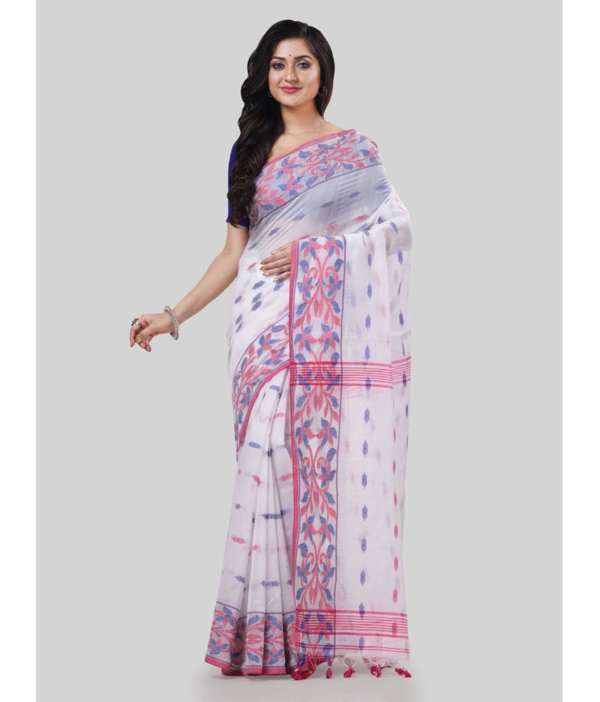     			Desh Bidesh Cotton Silk Self Design Saree With Blouse Piece - White ( Pack of 1 )