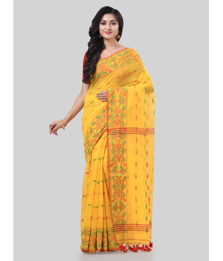     			Desh Bidesh Cotton Silk Self Design Saree With Blouse Piece - Yellow ( Pack of 1 )