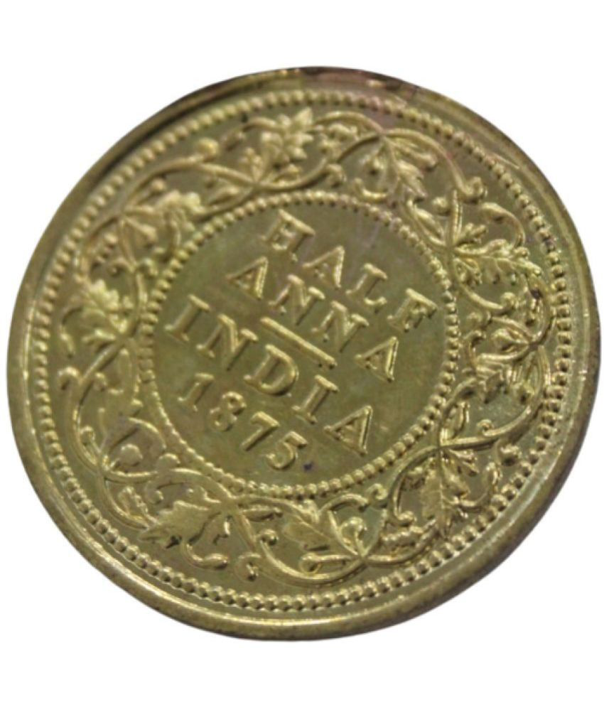     			Half Anna (1875) Collectible Old and Rare Goldplated Coin