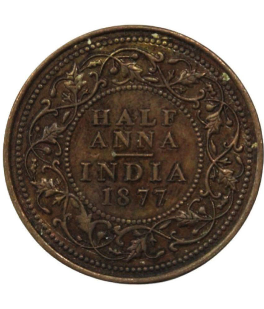     			Half Anna (1877)  Collectible Old and Rare Copper Coin