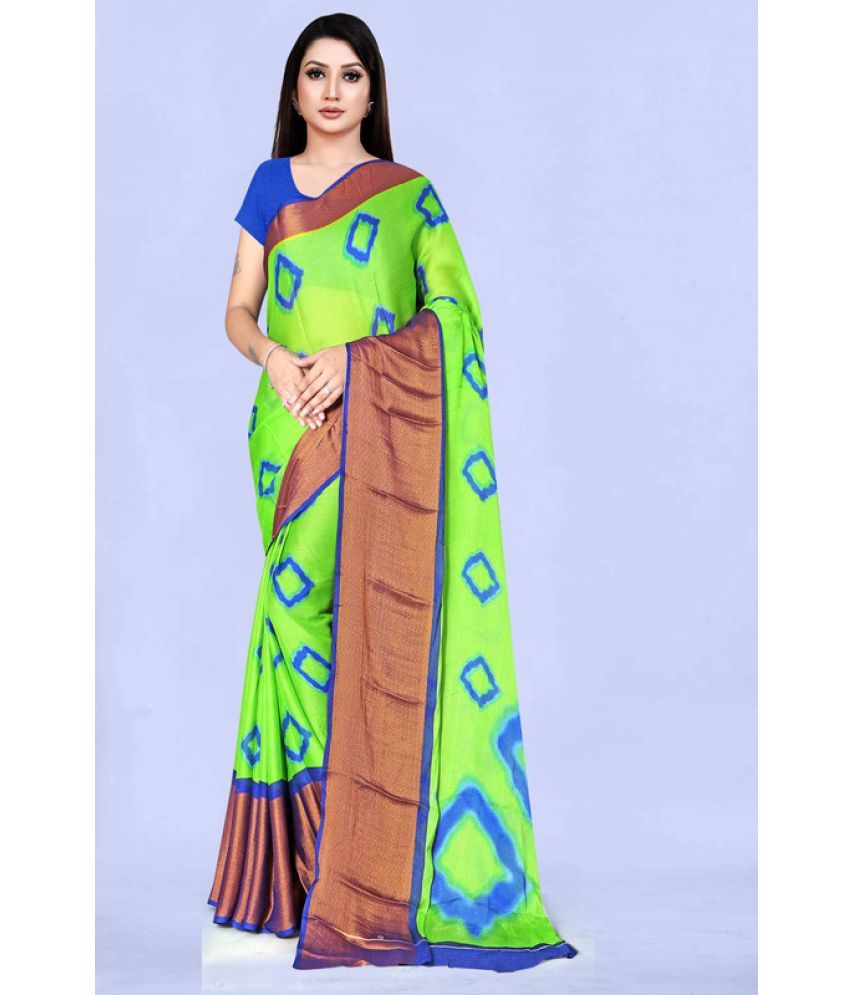     			Kandora - Green Brasso Saree With Blouse Piece ( Pack of 1 )