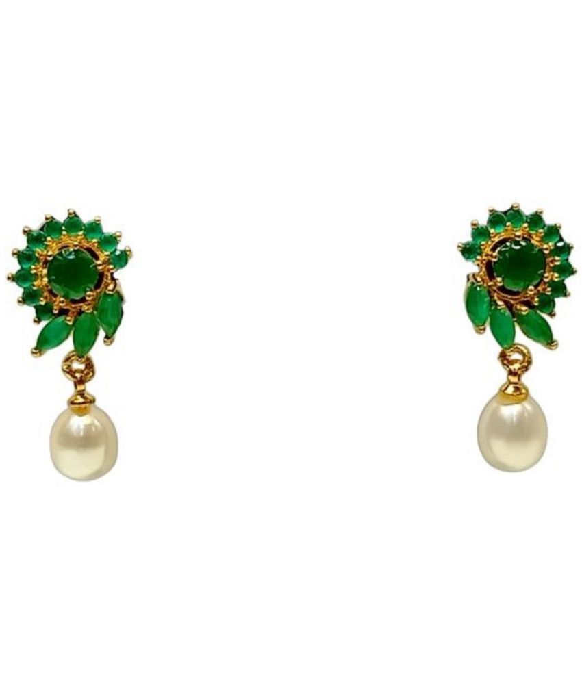     			Mannatraj Pearls & Jewellers - Green Danglers Earrings ( Pack of 1 )