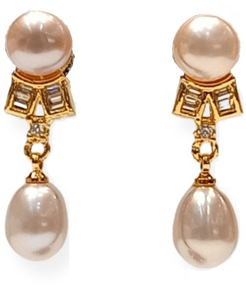     			Mannatraj Pearls & Jewellers - Pink Danglers Earrings ( Pack of 1 )