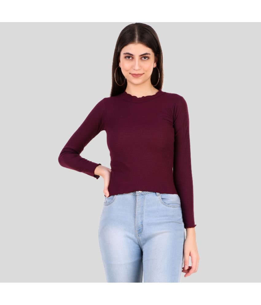     			PPTHEFASHIONHUB - Wine Cotton Women's Regular Top ( Pack of 1 )