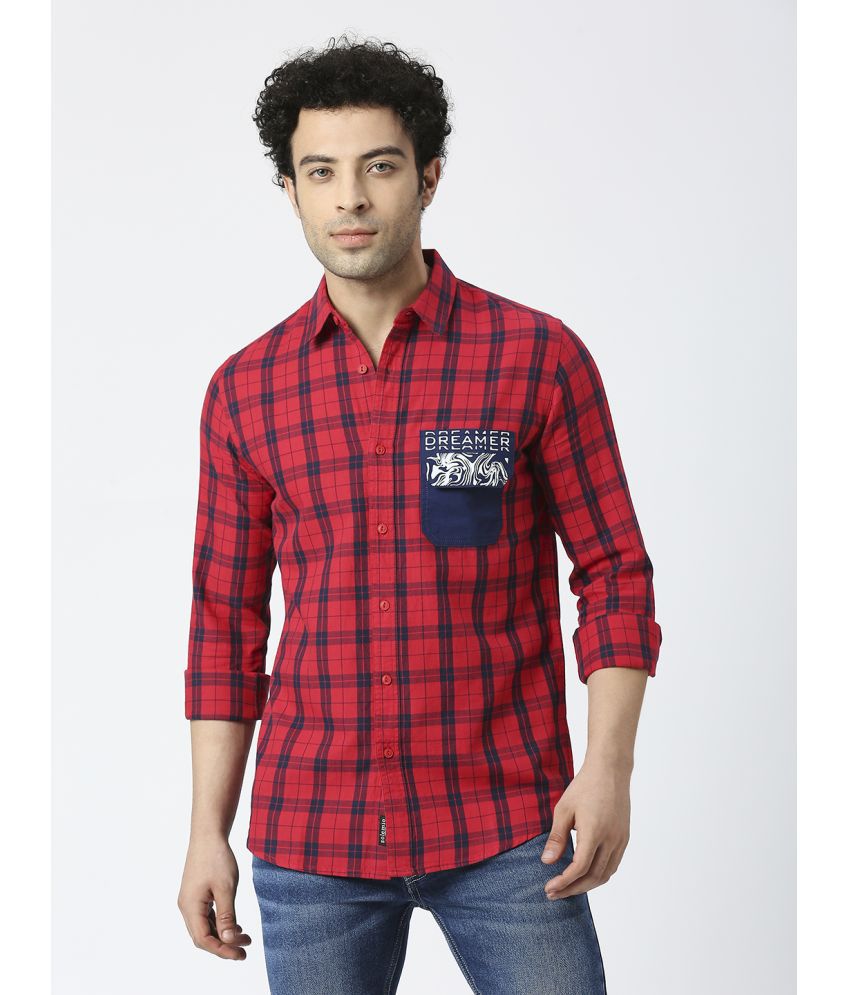     			Solemio 100% Cotton Slim Fit Checks Full Sleeves Men's Casual Shirt - Red ( Pack of 1 )
