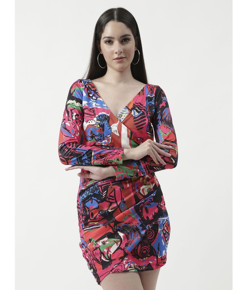     			Zima Leto Polyester Printed Mini Women's Bodycon Dress - Multicolor ( Pack of 1 )