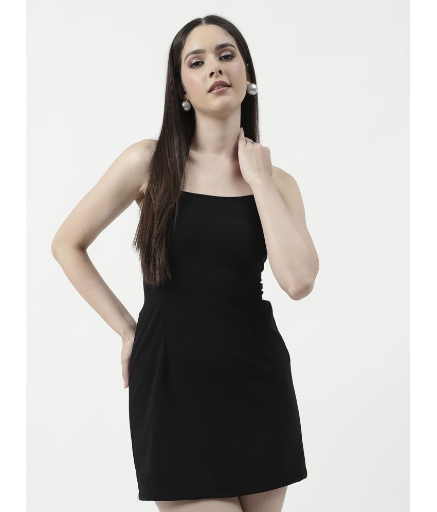     			Zima Leto Polyester Solid Mini Women's Bodycon Dress - Black ( Pack of 1 )