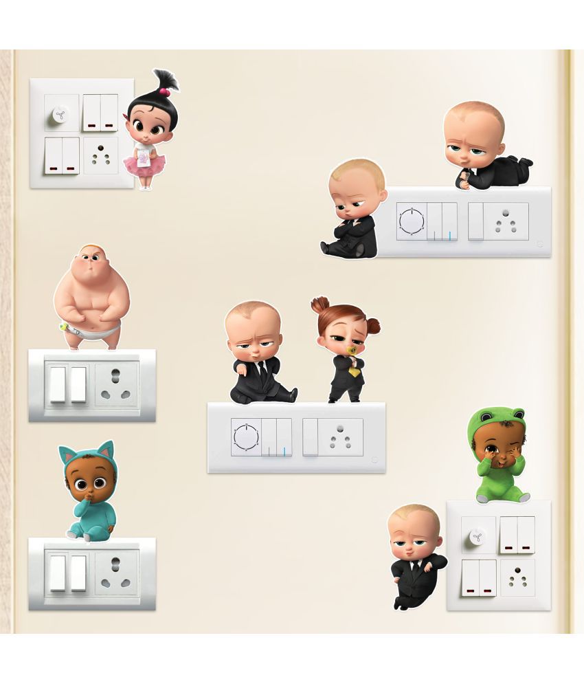     			Zyozi Switch Board Stickers | Stickers Decorations for Wall | Boss Baby Wall Sticker | Boss Baby Theme Wall Stickers for Decorations (Pack of 9)
