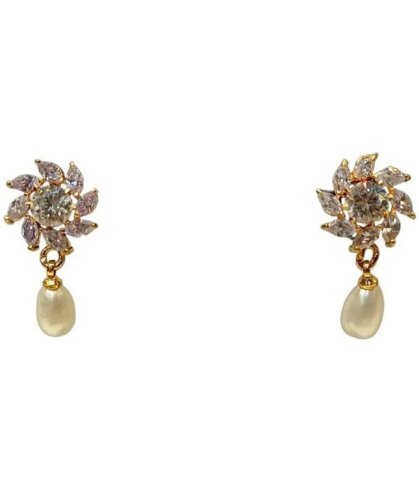 Mannatraj Pearls Jewellers White Danglers Earrings Pack of 1