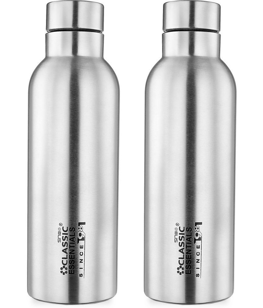     			Classic Essentials Capsule Bottle Silver Water Bottle 1000 mL ( Set of 2 )