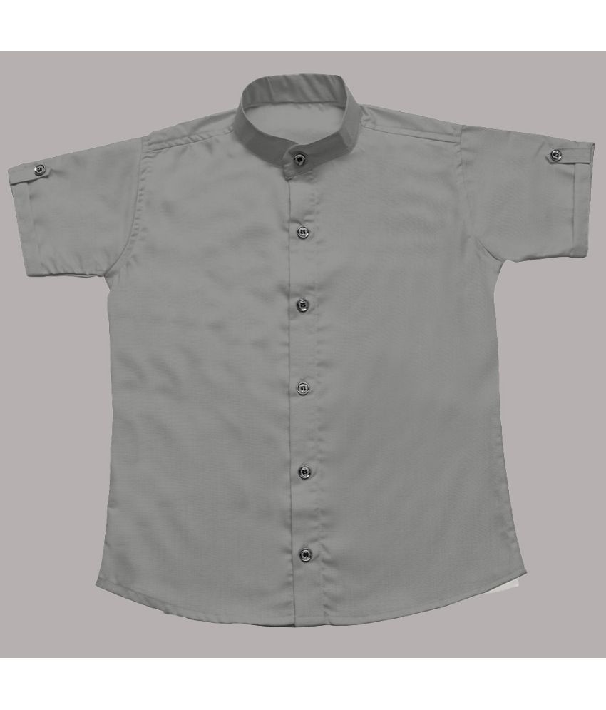     			Homey Fashion Kids Boys 100% Cotton Solid Regular Fit Half Sleeves Shirts With Mandarin Collar/Chinese Collar