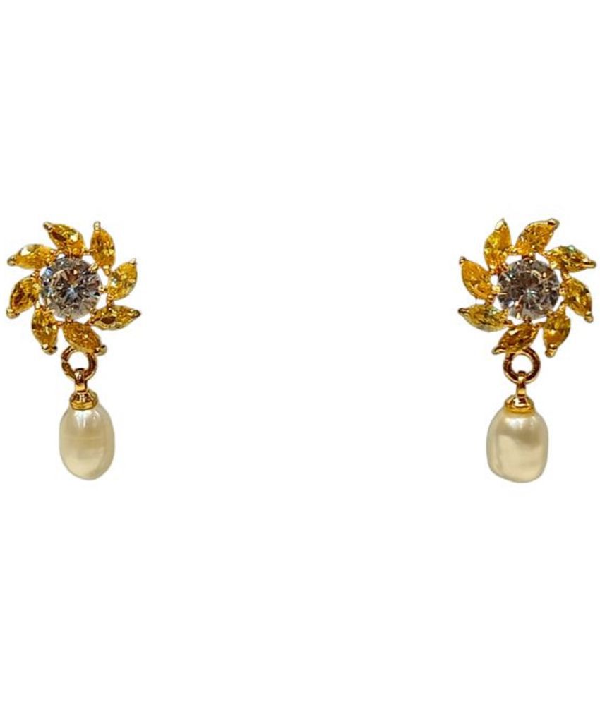     			Mannatraj Pearls & Jewellers - Yellow Danglers Earrings ( Pack of 1 )