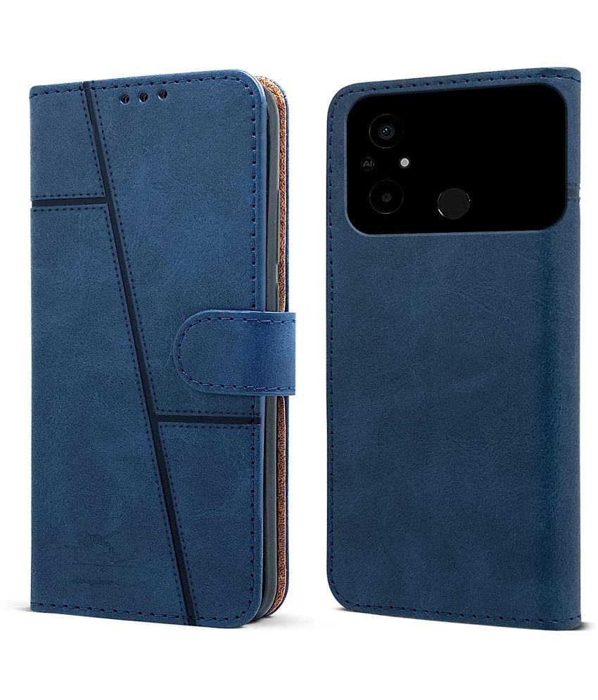     			NBOX - Blue Flip Cover Artificial Leather Compatible For Redmi 12c ( Pack of 1 )