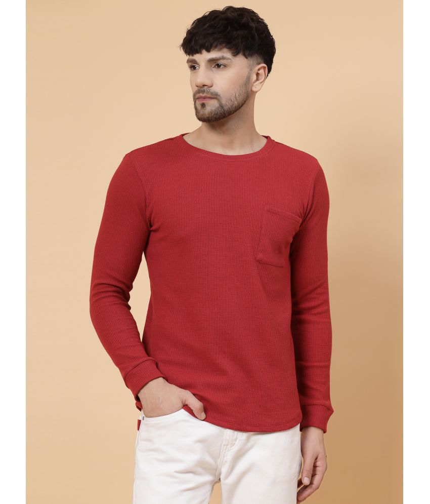     			Rigo Cotton Regular Fit Solid Full Sleeves Men's T-Shirt - Maroon ( Pack of 1 )