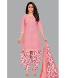 shree jeenmata collection Unstitched Cotton Printed Dress Material - Pink ( Pack of 1 )