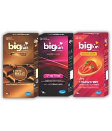 BIGFUN Dotted &amp; Ribbed 10pcs Each Combo (Bubblegum, Strawberry, Chocolate) Condom (Set of 3, 30 Sheets)