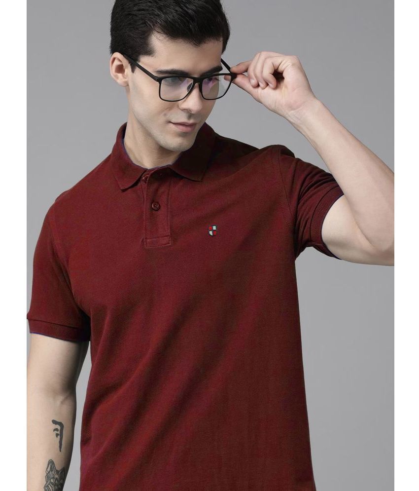     			ADORATE Cotton Blend Regular Fit Solid Half Sleeves Men's Polo T Shirt - Wine ( Pack of 1 )