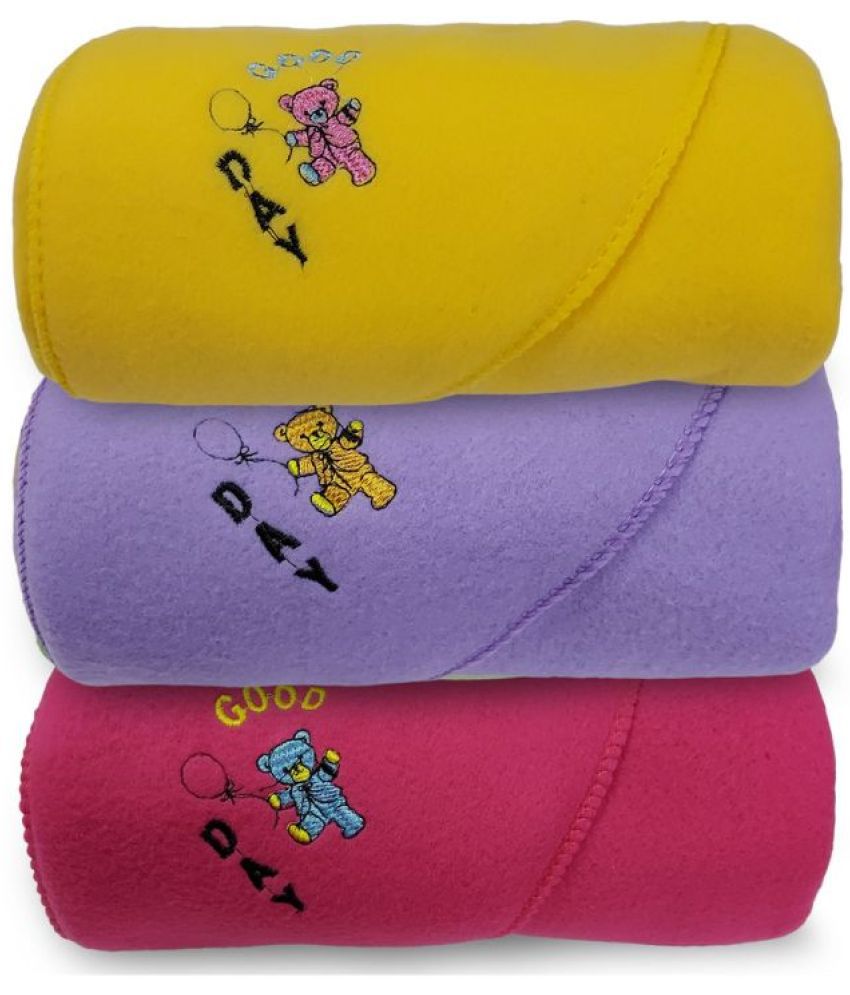     			BELLO TOKO - Multi-Colour Cotton Blend Baby Crib Blanket ( Pack of 3 )