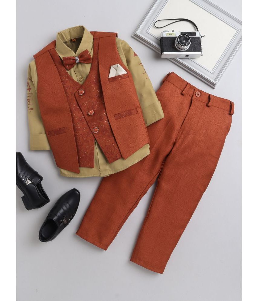     			DKGF Fashion - Orange Polyester Boys Shirt & Pants ( Pack of 1 )