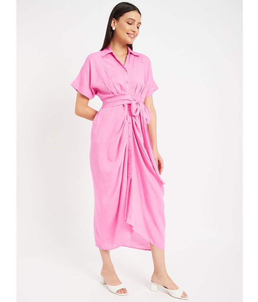     			DRAPE AND DAZZLE Rayon Solid Full Length Women's Wrap Dress - Pink ( Pack of 1 )