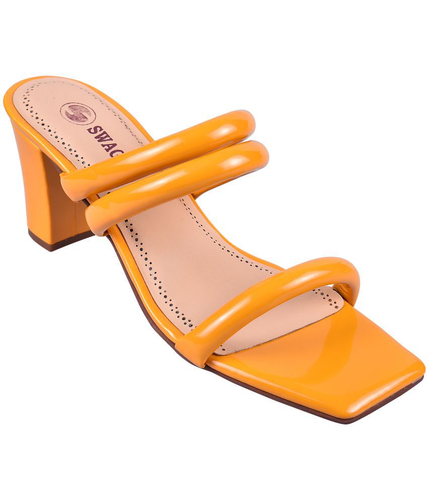     			SWAGGA - Yellow Women's Slip On Heels