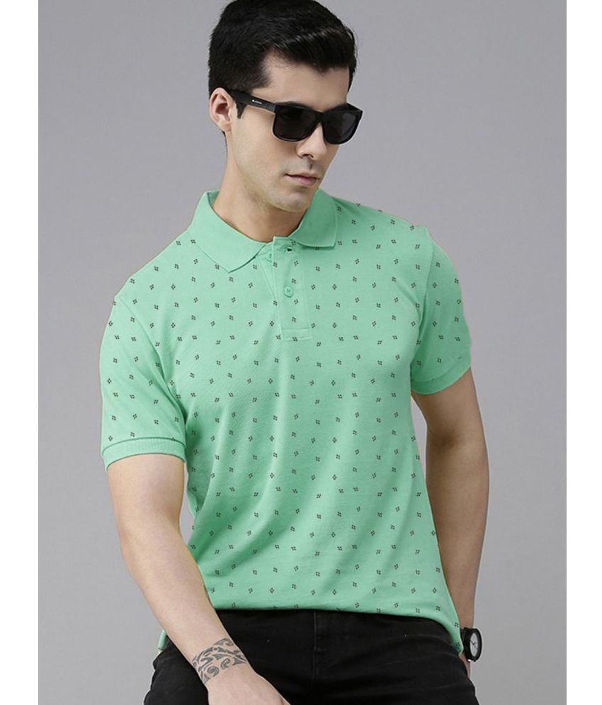     			ADORATE Cotton Blend Regular Fit Printed Half Sleeves Men's Polo T Shirt - Mint Green ( Pack of 1 )