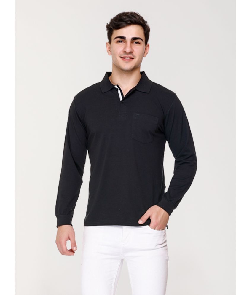     			Array Cotton Blend Regular Fit Solid Full Sleeves Men's Polo T Shirt - Black ( Pack of 1 )