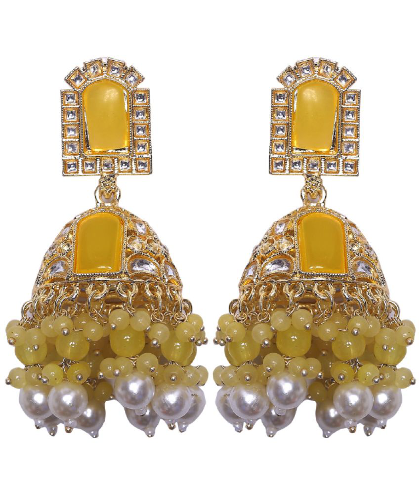    			Jiyanshi fashion - Yellow Jhumki Earrings ( Pack of 1 )