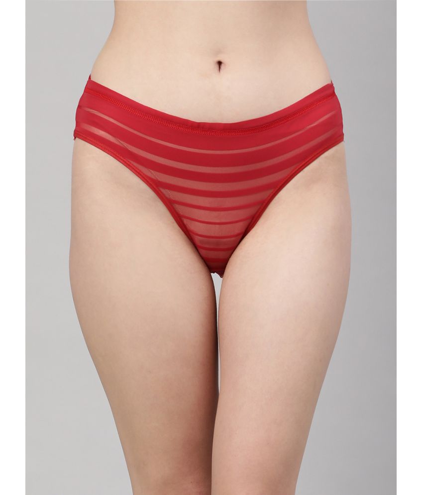     			PrettyCat - Red Polyester Striped Women's Bikini ( Pack of 1 )