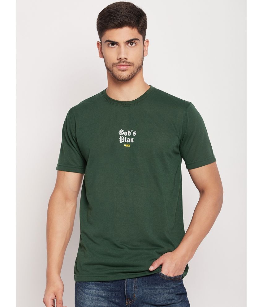     			UBX Cotton Regular Fit Printed Half Sleeves Men's T-Shirt - Olive ( Pack of 1 )