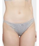 PrettyCat Lace Self Design Women's Bikini ( Grey )