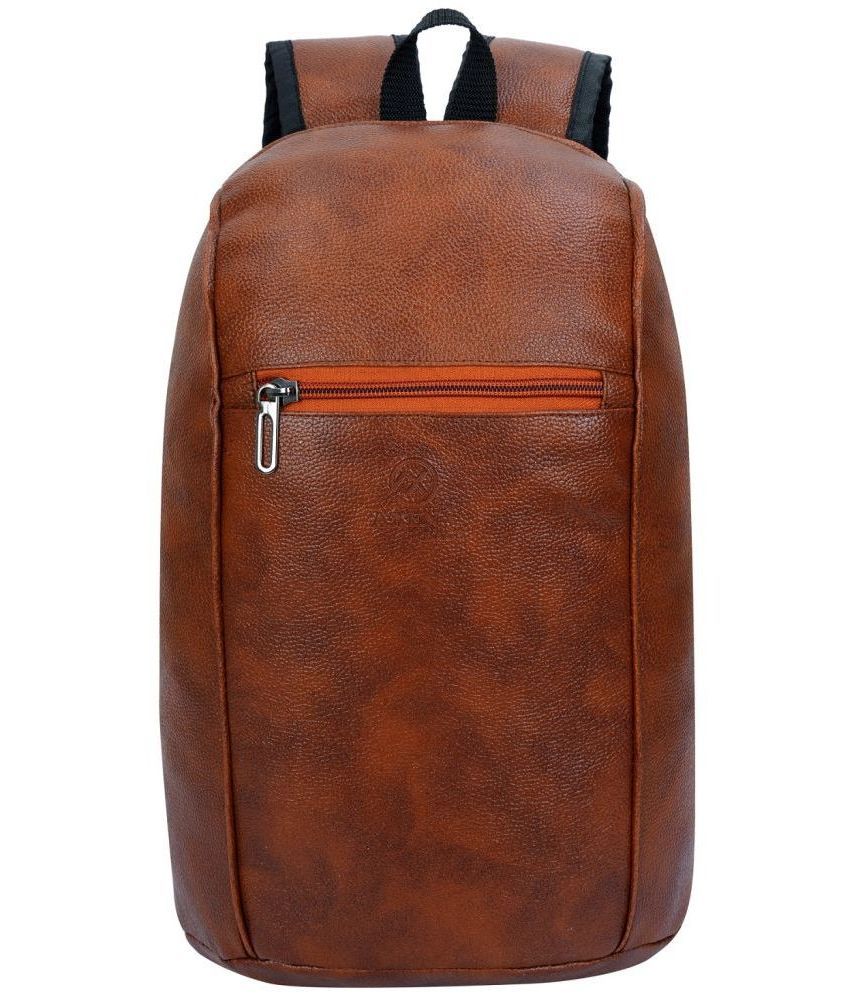     			AXEN BAGS - Brown Leather Backpack ( 30 Ltrs )