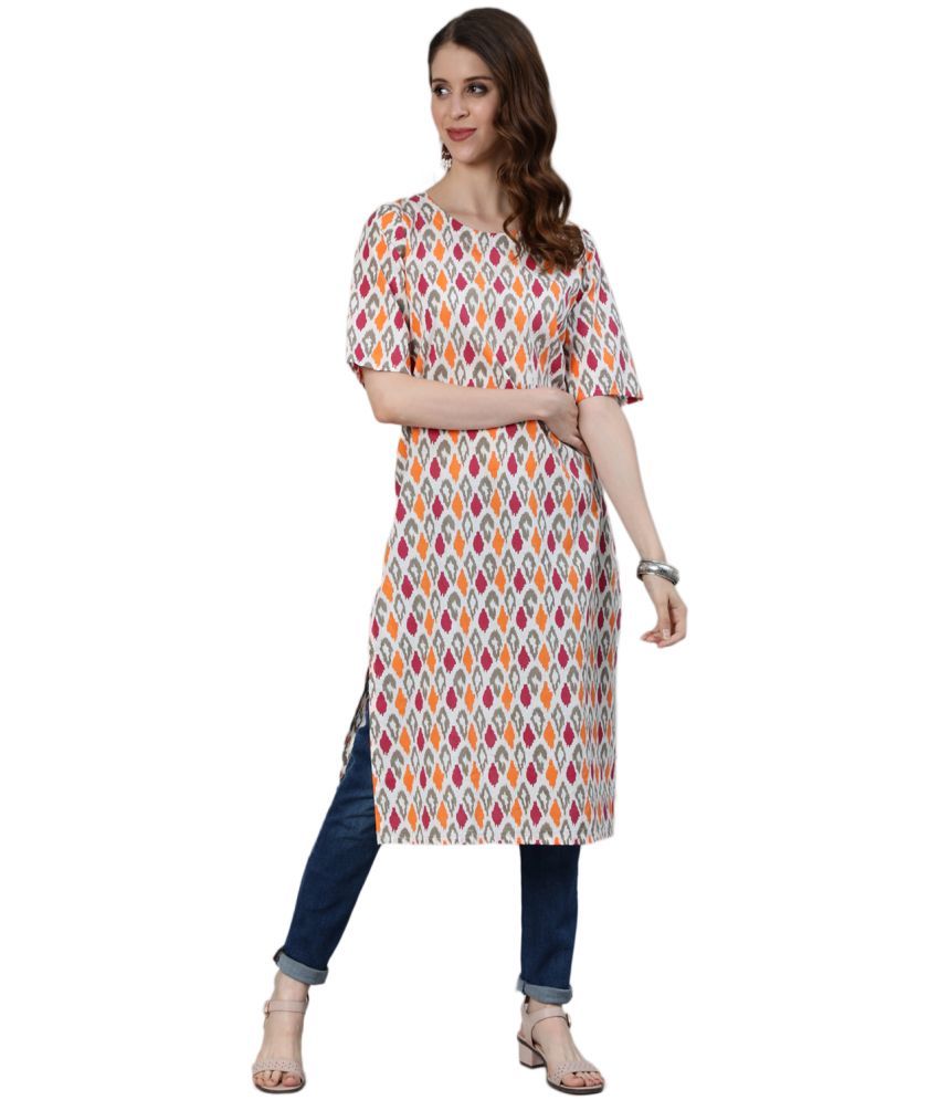     			Antaran Cotton Printed Straight Women's Kurti - Multicolor ( Pack of 1 )