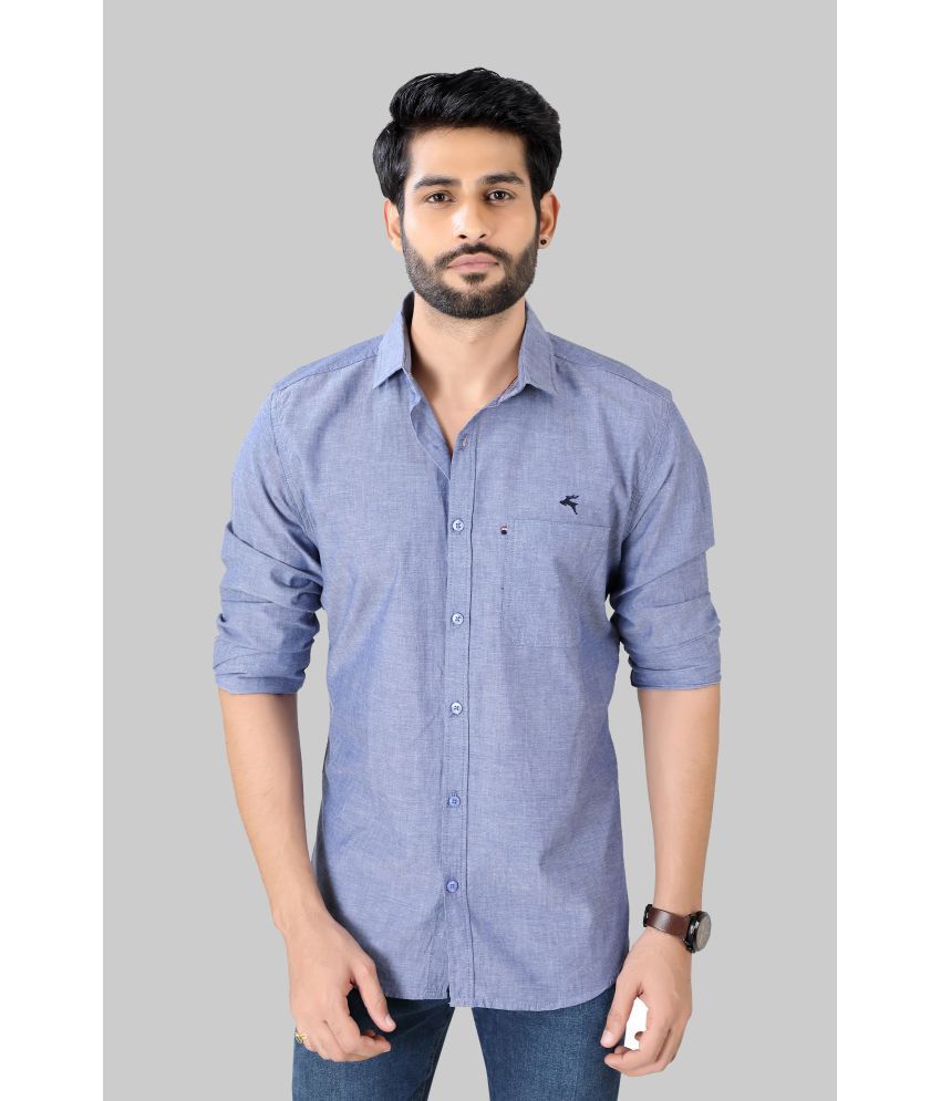     			JVNINE - Be Unique 100% Cotton Regular Fit Self Design Full Sleeves Men's Casual Shirt - Blue ( Pack of 1 )