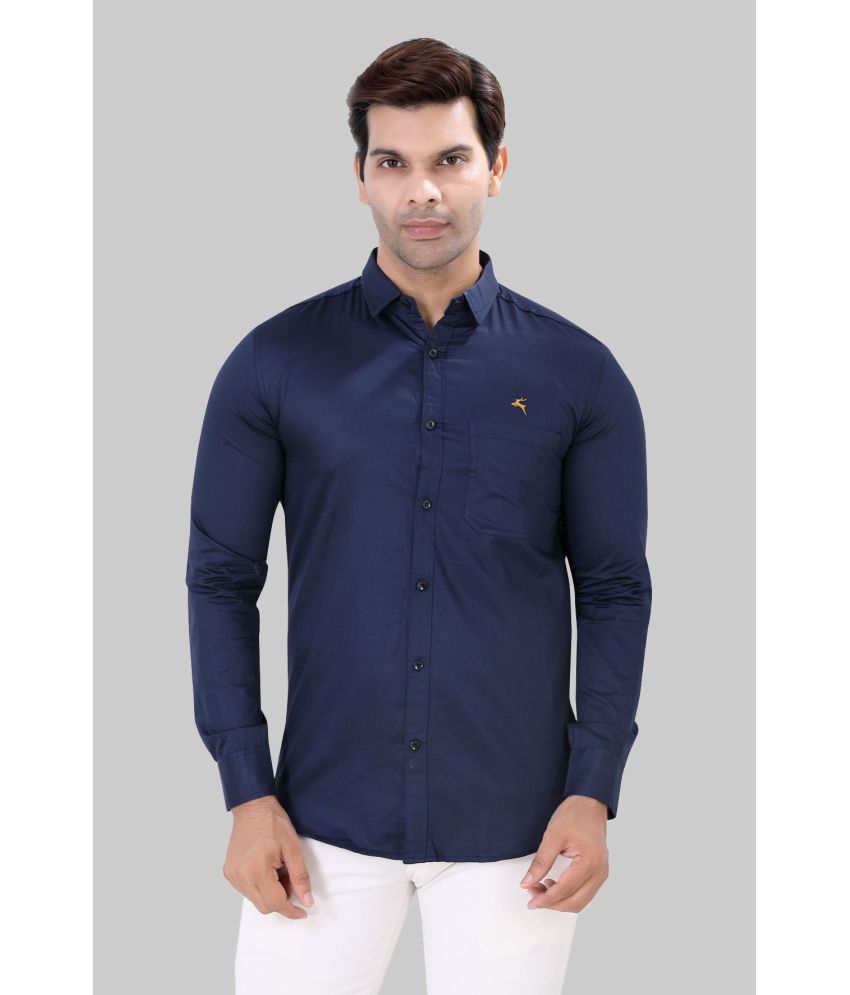     			JVNINE - Be Unique Cotton Blend Regular Fit Solids Full Sleeves Men's Casual Shirt - Navy ( Pack of 1 )