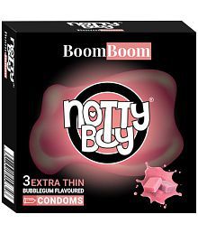 NottyBoy Bubblegum Flavoured Extra Thin Condom - 3 Units