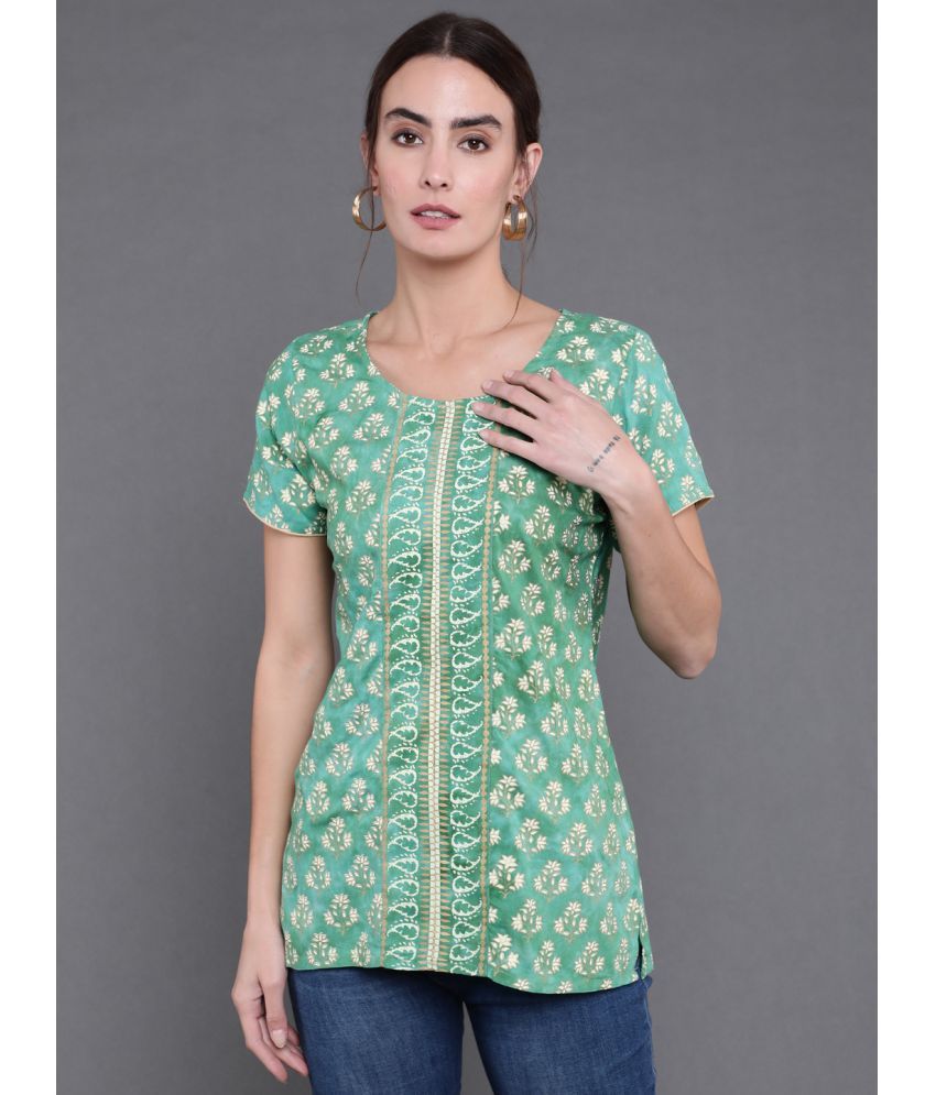     			Antaran Rayon Printed A-line Women's Kurti - Green ( Pack of 1 )