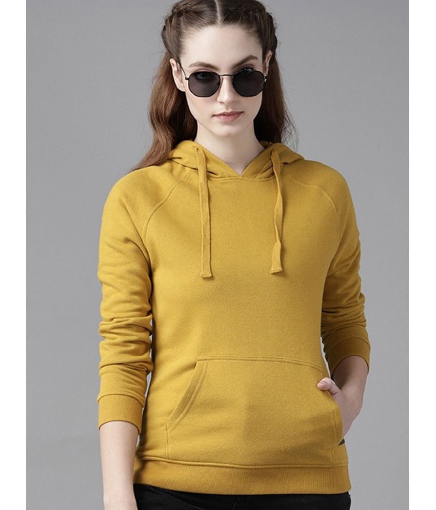     			BISHOP COTTON Fleece Women's Hooded Sweatshirt ( Mustard )